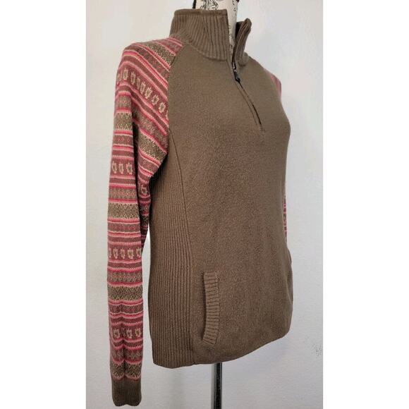 The North Face Sweater Womens SZ Medium Aztec Print 1/4 Zip Wool Blend Outdoor - Picture 4 of 13